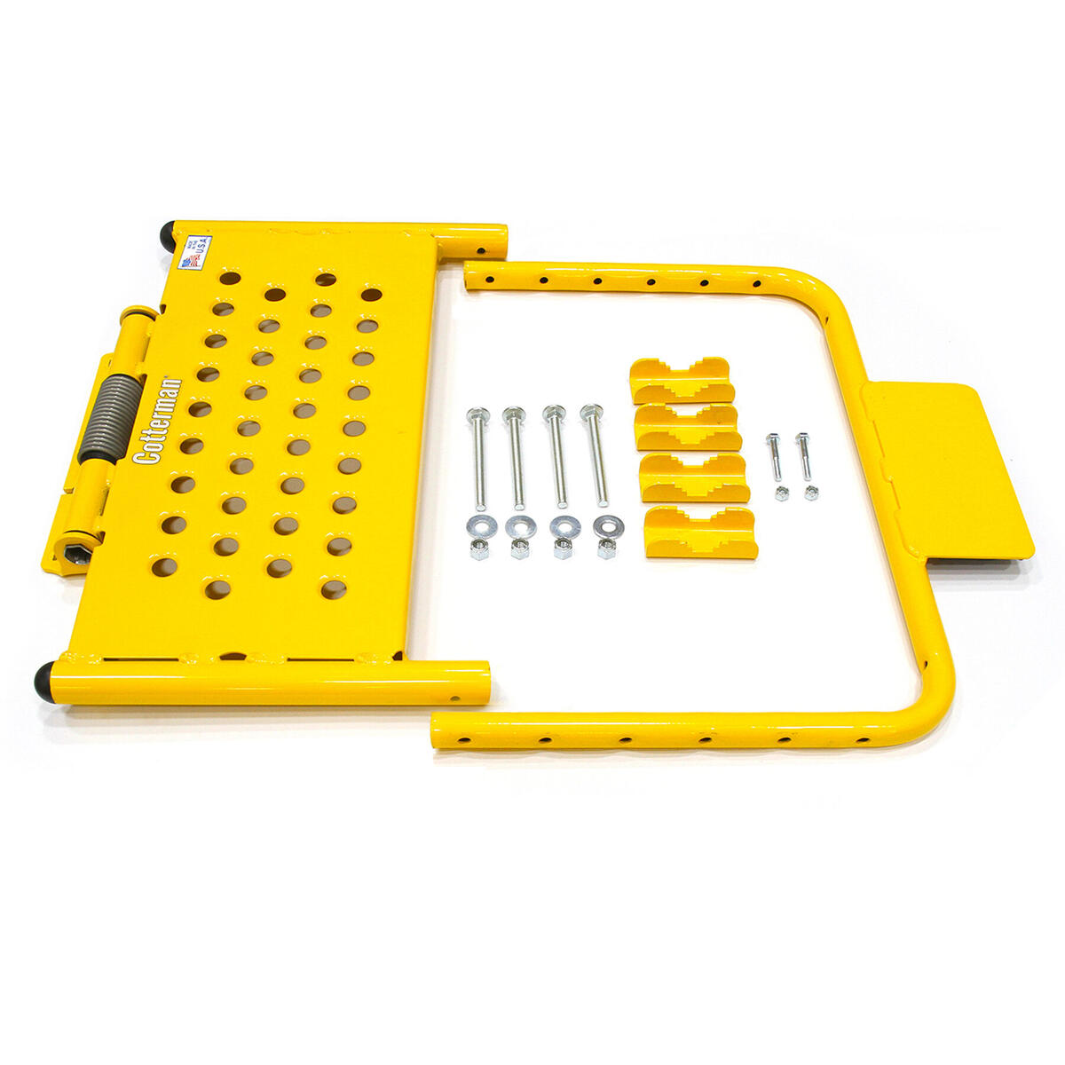 A Yellow Cotterman Self-Closing Safety Gate for 16" to 26" Opening